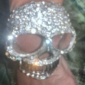 Stainless steel skull bracelet with hinge. Lots of Swarovski crystals.